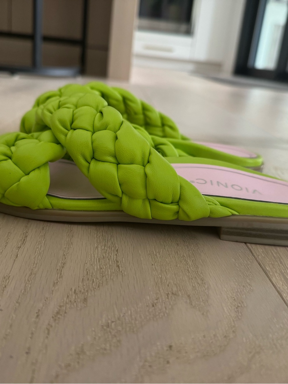 Vionic Braided Slide Mules in Neon Lime - Picture 3 of 3